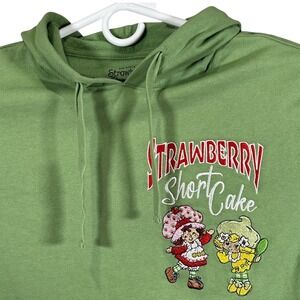 Strawberry Shortcake Embroidered Graphic Hoodie Green Unisex Small NEW